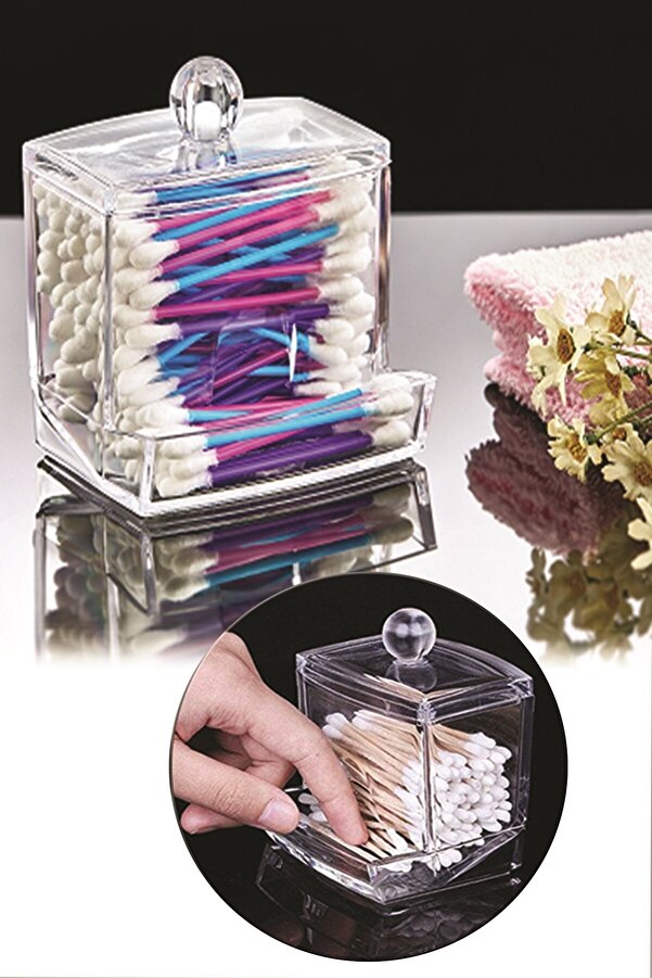 5DM Şeffaf Kapaklı Kulak Temizleme Çubuğu Organizatörü Saklama Kutusu