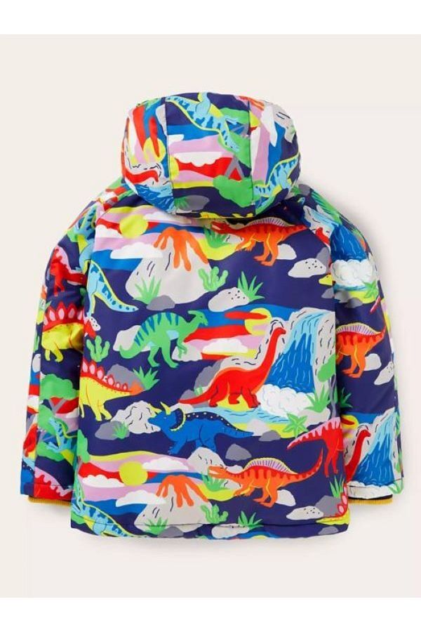 BODEN Boy s Dinosaur Patterned Waterproof Sherpa Lined Anorak Coat Trendyol