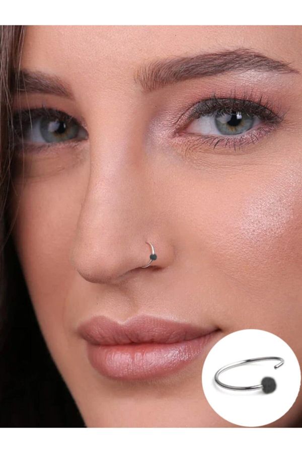 Rose Gold Open Nose Ring Small 925 Silver Hoop Stud 0.6mm Thick Dia 6mm 8mm  - Etsy Norway