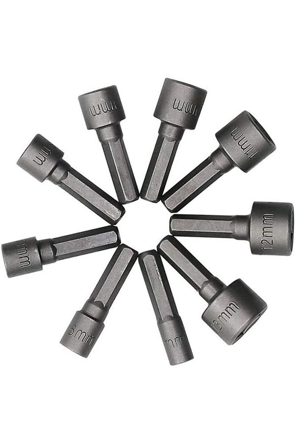 Depolife-Nut Extractor Bits Socket Set 1/4" Thread Metric Adapter Drill Bit 5 To 13mm Hex Shank 9 Pieces 1