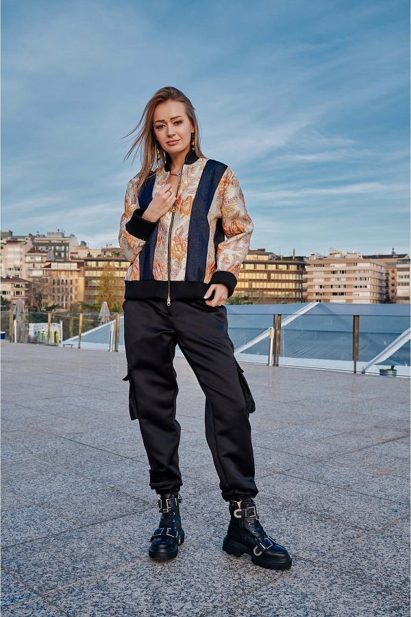Brocade bomber jacket top