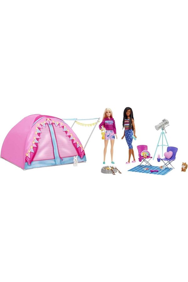 Barbie It Takes Two Camping Game Set More than 20 A Like Tent 2 Dolls Animals and Telescope Trendyol