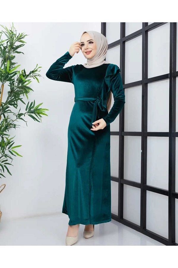 MCmoda Women s Velvet Hijab Dress Trendyol
