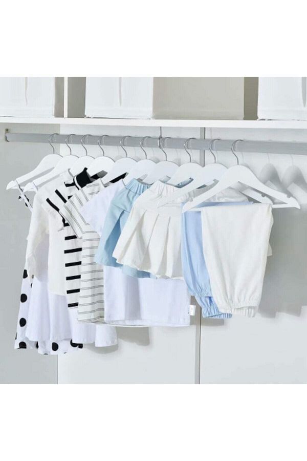 Leonsas-12 Pieces Plastic Baby and Children Clothes Clothes Hangers White 1