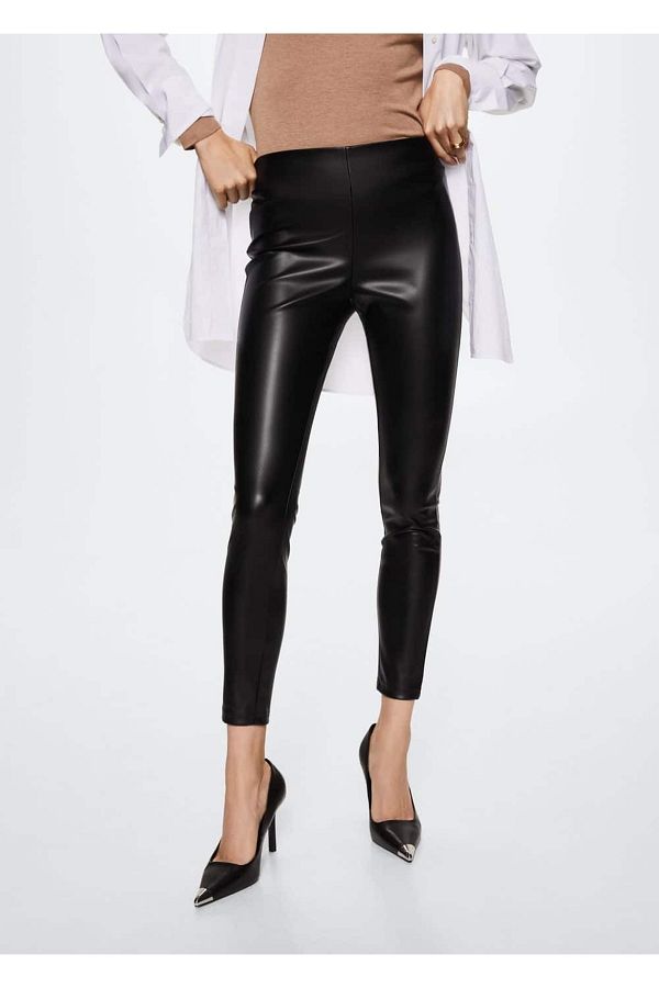 Mango leather leggings shop
