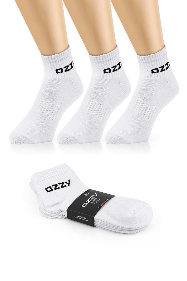 Ozzy Socks-عبوة من 3 أزواج من جوارب التنس الرياضية القصيرة باللون الأبيض 1