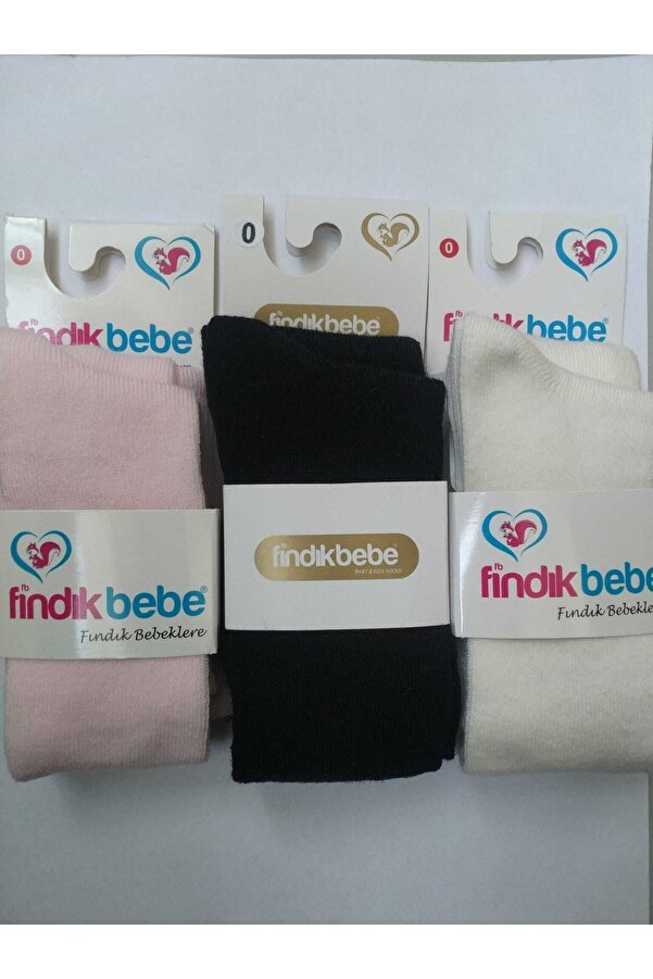 Meriç bebe Yenidoğan Mevsimlik Külotlu Bebe Çorabı Siyah-pembe-krem 3'lü Set