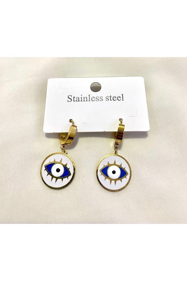 Emila Accessory-Eye Patterned Steel Design Earrings 1