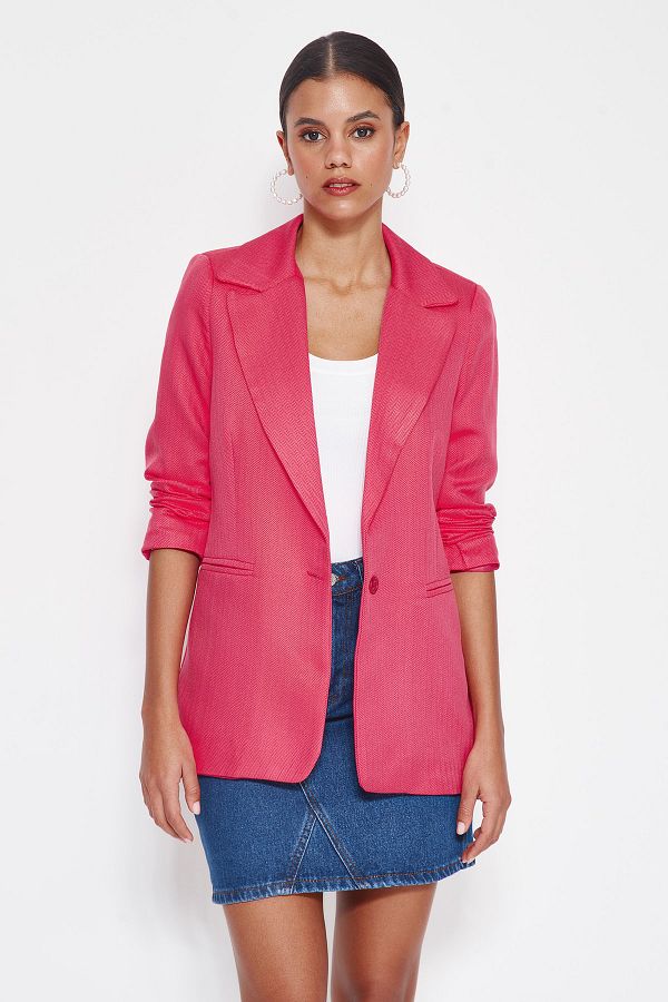 Trendyol Collection-Fuchsia Woven Lined Button Blazer Jacket TWOSS22CE0092 1