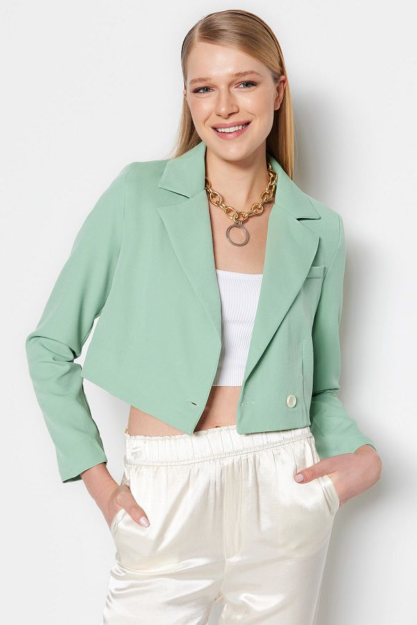 Trendyol Collection-Зелено изтъкано сако с подплатена подплата TWOAW22CE0086 1