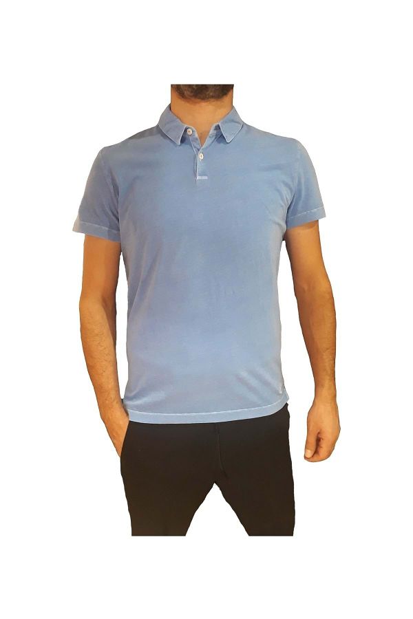 HNS-M.p. Tricou de lux pentru bărbați cu guler subțire - - Albastru deschis - S - St04006-26062 1