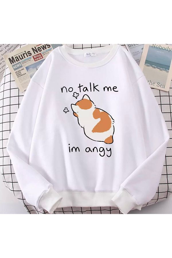 BE QUEEN Special Edition No Talk Me Im Angy Printed Oversize Young Women s Sweatshirt Trendyol
