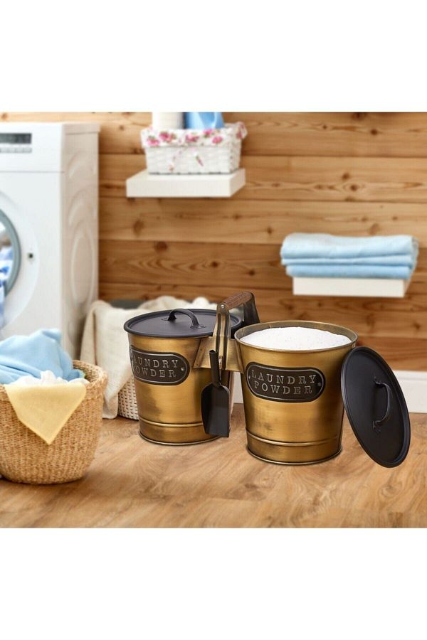 LUCKYHOMES-Metal Laundry Gold Detergent Storage Container 1197-2/3 1