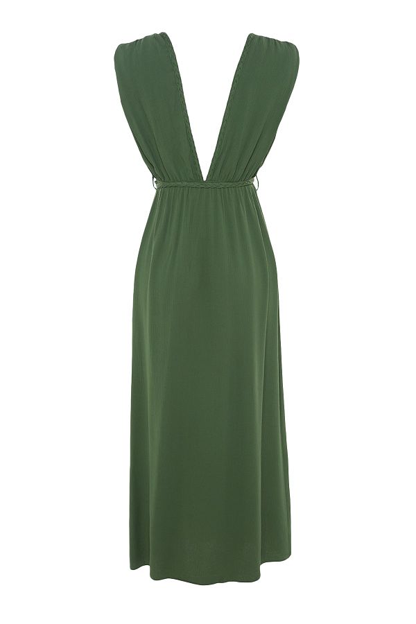 Trendyol Collection Green Maxi Woven Slit Beach Dress TBESS23EL00069 Trendyol