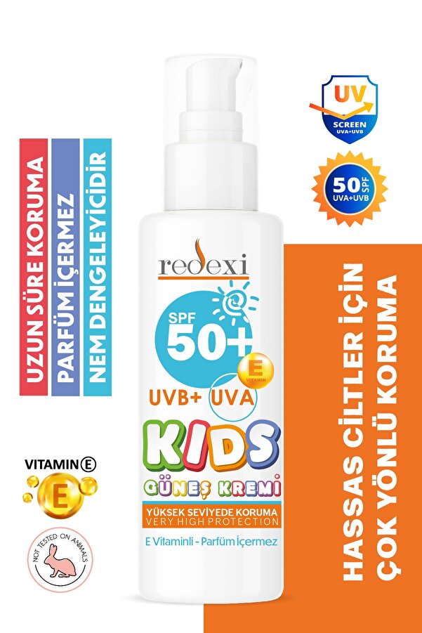 Redexi Kids Güneş Kremi Spf 50+ Uvb+ Uva Yüksek Korumalı Hassas Ciltler Için Bebek Ve Çocuklara Özel 100 Ml