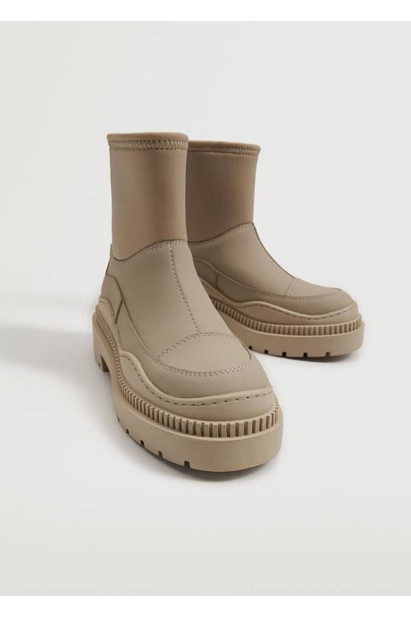 MANGO Flat Ankle Boots with Rubber Sole Trendyol