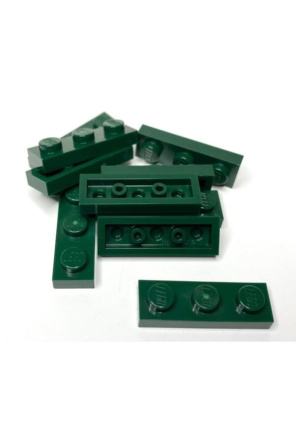 LEGO Orjinal Moc Custom Aksesuar Creator Plate 1 X 3 Düz Tuğla Koyu Yeşil 4 Adet Gönderilecek