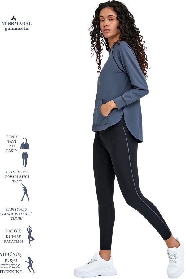 missmaral Anthracite Black Women s Tracksuit Set Sports Tunic and Slim Fit Leggings 3060 Trendyol