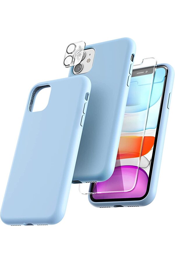 EDELFU Iphone 11 Silikon Kılıf Ekran Koruyucu Kamera Koruyucu 360° Tam Koruma 3in1 Set