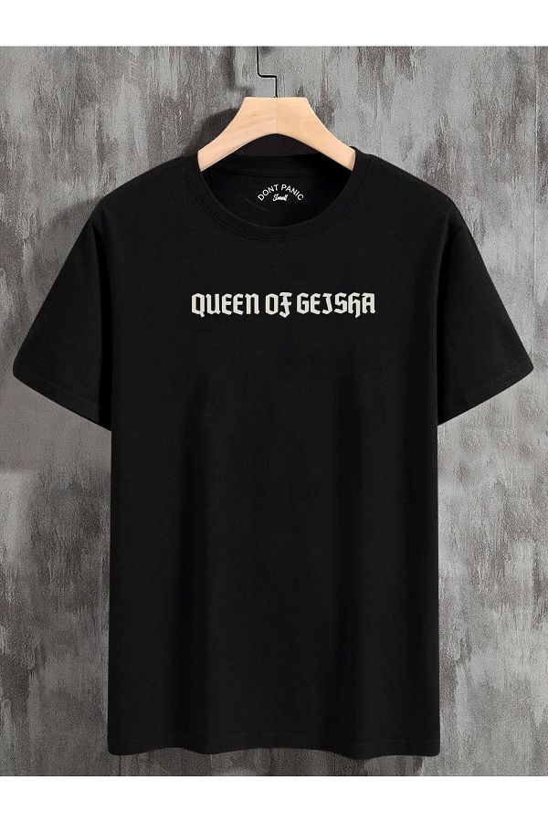 DEEPSENCE Unisex Oversize T shirt Geisha Print Black Trendyol