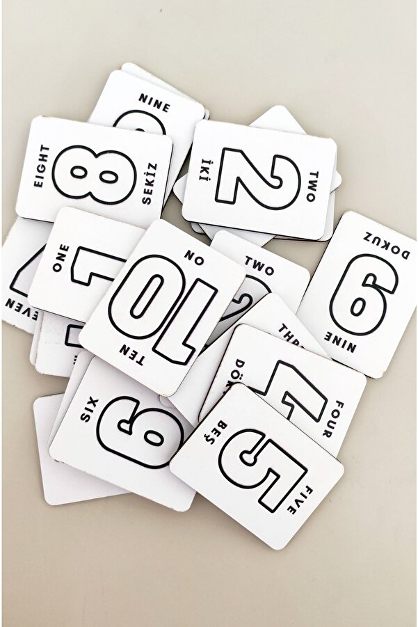 Notpa 20 Parça Sayılar Zeka Kartları Eşleştirme Oyunu Hafıza Kartı Ahşap Eğitici Puzzle Oyuncak