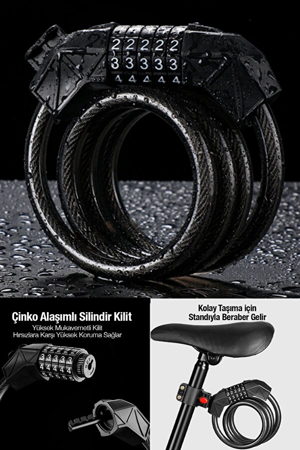 TeknoExpress Ultra Sağlam Anahtarlı Çelik Kilit Bisiklet Motosiklet Güvenlik Kilidi Bebek Arabası
