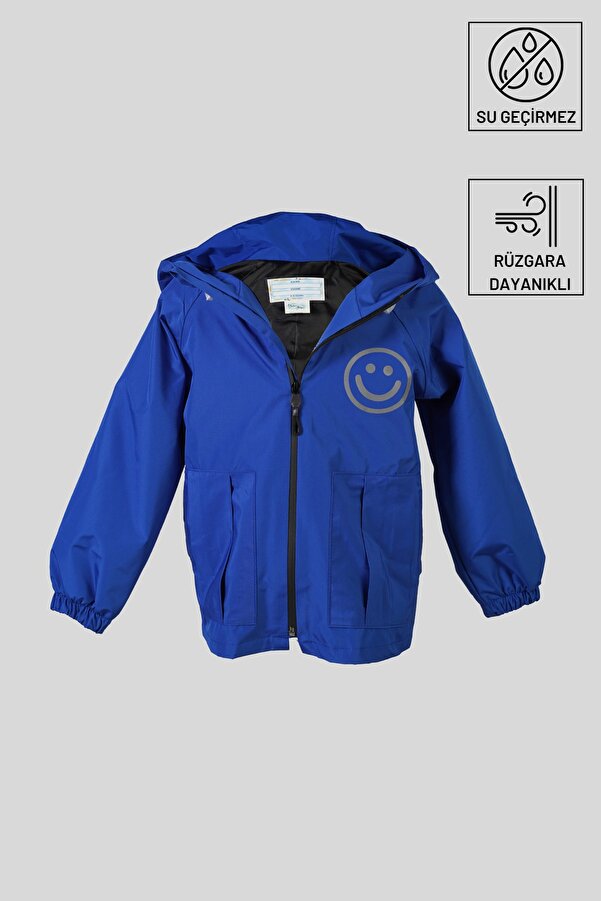 Belkızın Atölyesi Mavi Kapüşonlu Su Geçirmez Çocuk Yağmurluk