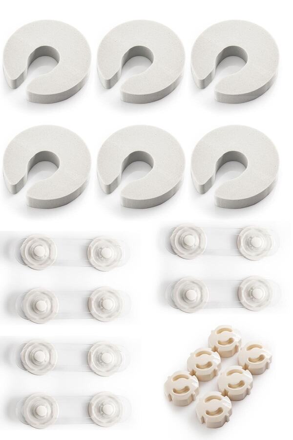 İdeal Baby 6 Adet Sünger Kapı Durdurucu + 6 Adet Priz Kapağı + 6 Adet Mini Çok Amaçlı Kilit