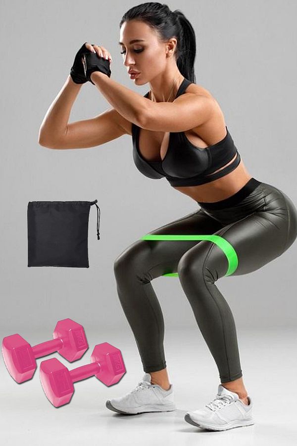 Jet Aerobic Resistance Band with Bag Squat Band and 1 Kg x 2 Dumbbell Set Pilates Set Trendyol