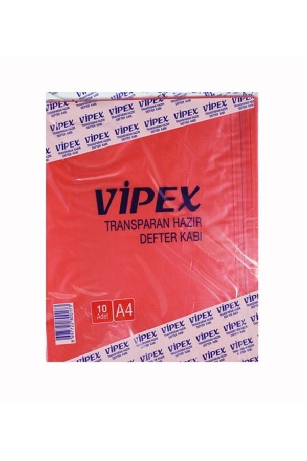 VİPEX-A4 Red Transparent Notebook Container Adhesive Notebook Container 10 Pieces Red Ready-made Notebook Container17496738 1