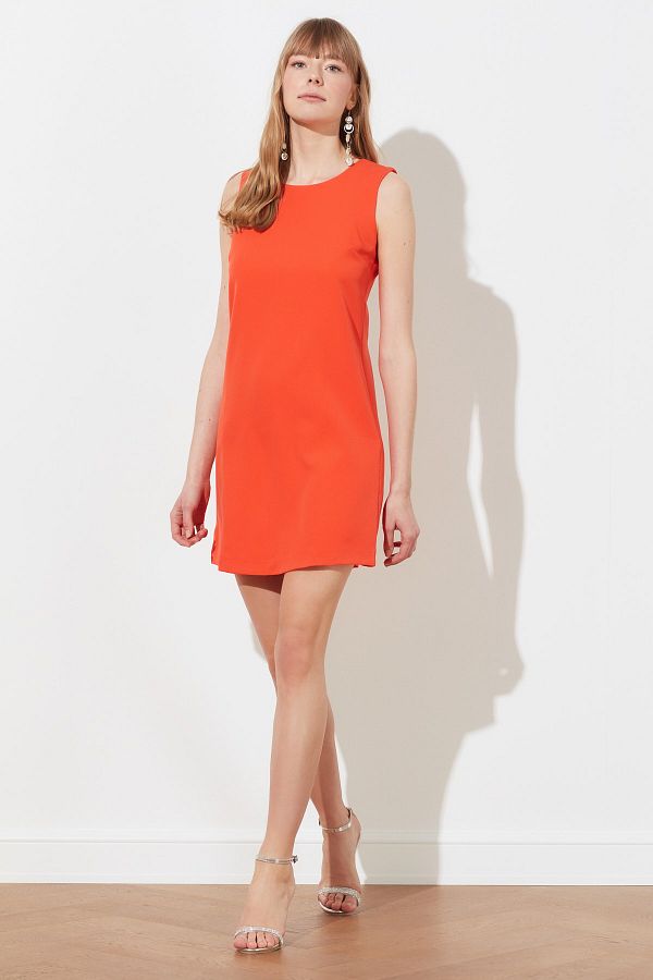 Trendyol Collection-Pomegranate Flower Straight Cut Sleeveless Crew Neck Mini Woven Dress TWOSS19FG0063 1