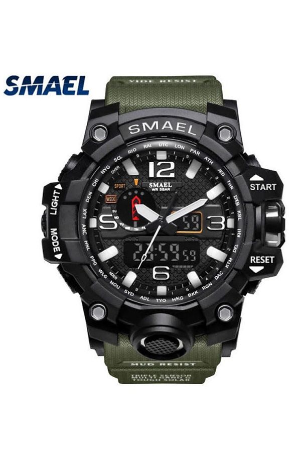 SMAEL Men s Analog Digital Green Cord Wrist Watch Trendyol