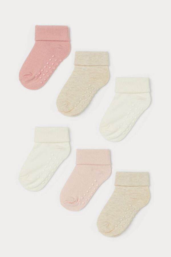 MEM SOCKS 6'lı Organik Pamuk Kaydırmaz Bebek/çocuk Çorabı