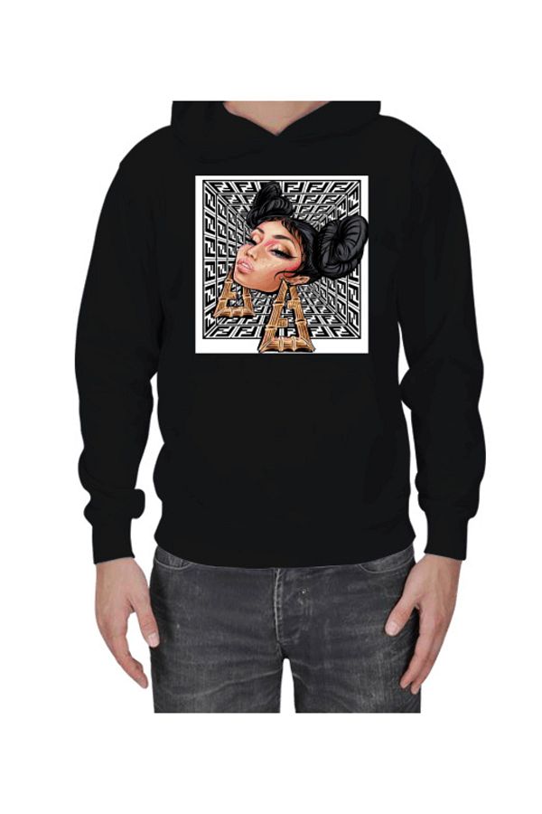 Tisho Men s Black Nicki Minaj Fendi Merch Hooded Sweatshirt Trendyol