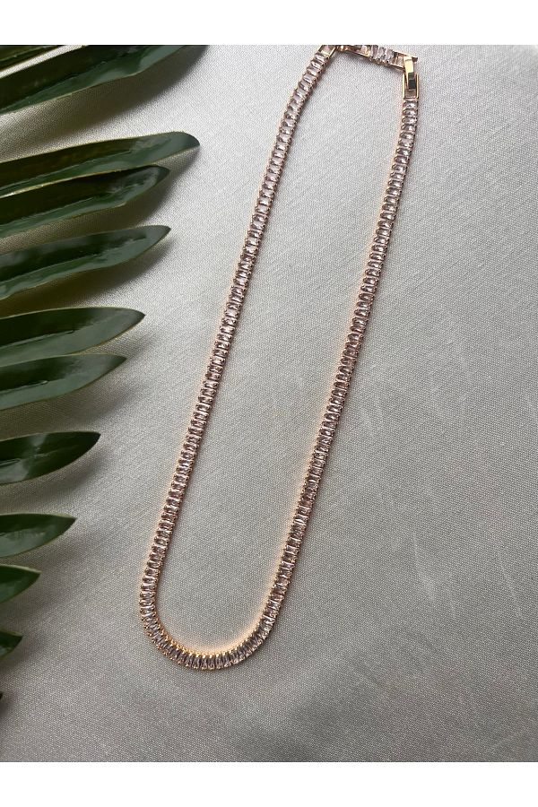 Beyza Rose Gold Baguette Necklace Trendyol