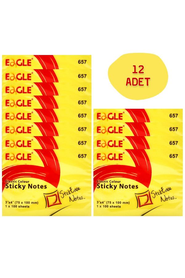 Eagle-75x100 Mm Classic Color Adhesive Note Paper 100 Sheets Yellow (657) 12 Pieces 1