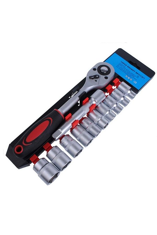 Solid-12 Piece Socket Set Ratchet Set with Stand Socket Set 1