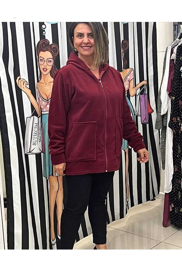 Burgundy hooded cardigan sale