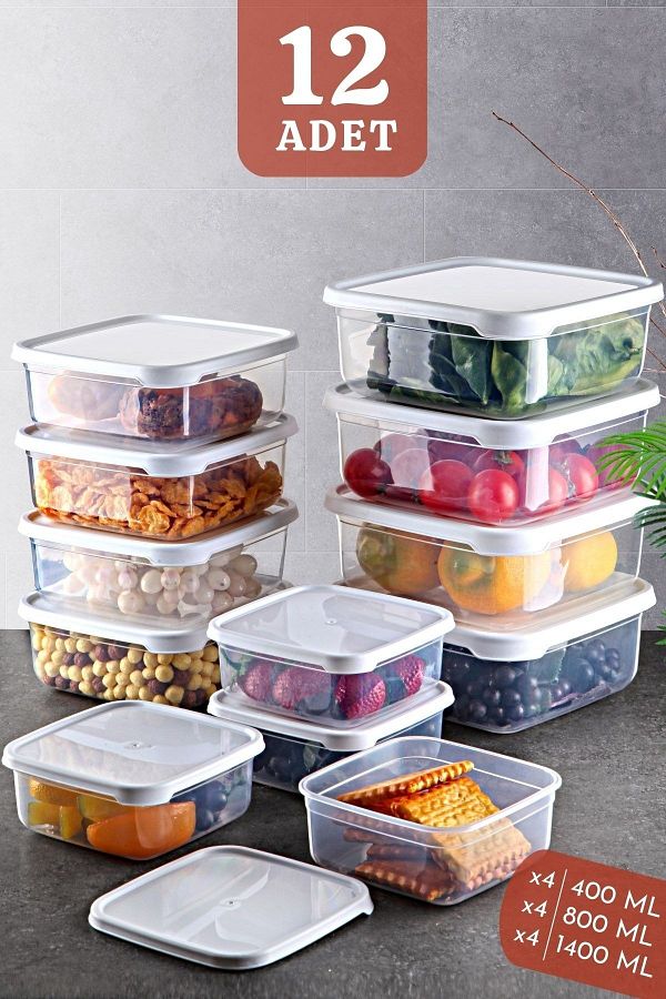 Nandy Home-Set of 12 Embox Square Food Container, White 1
