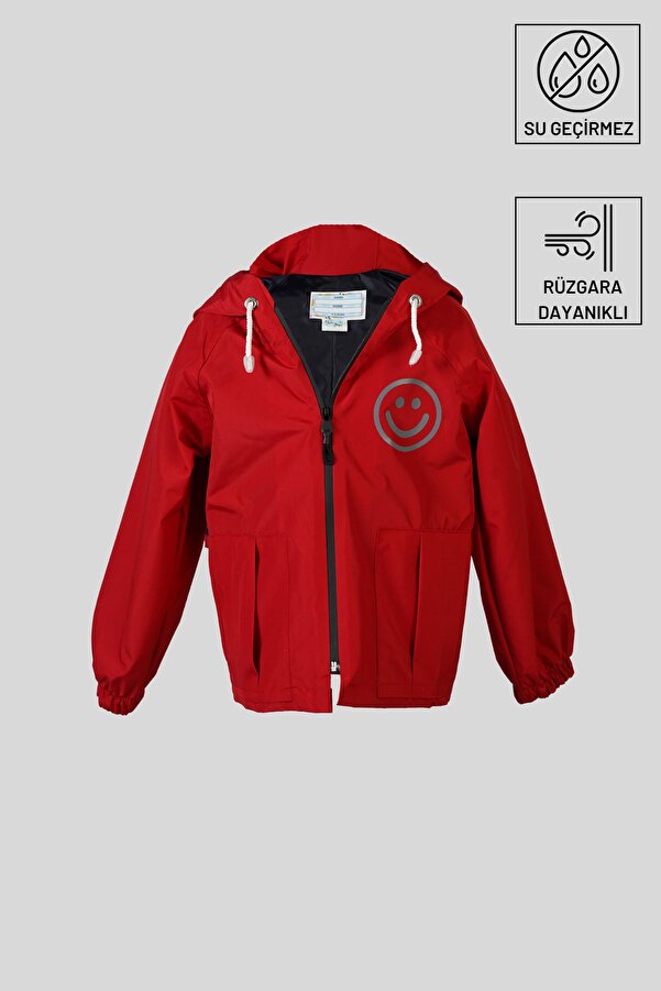 Belkızın Atölyesi Kırmızı Kapüşonlu Su Geçirmez Çocuk Yağmurluk
