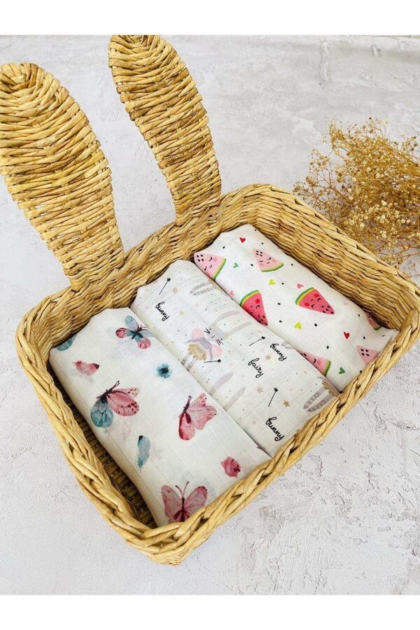 JUNİPERUS 3 Adet Çok Amaçlı Müslin Bezi Örtü Battaniye %100 Pamuk Oeko-teks Sertifikalı 80x80 Cm