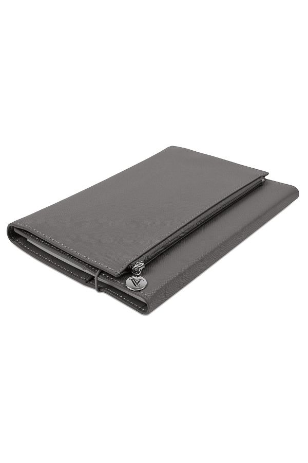 Victoria's Journals-Zipco Clutch Soft Protective Elastic Zippered Pocket Striped Block Notepad 14x20 Cm Gray 1