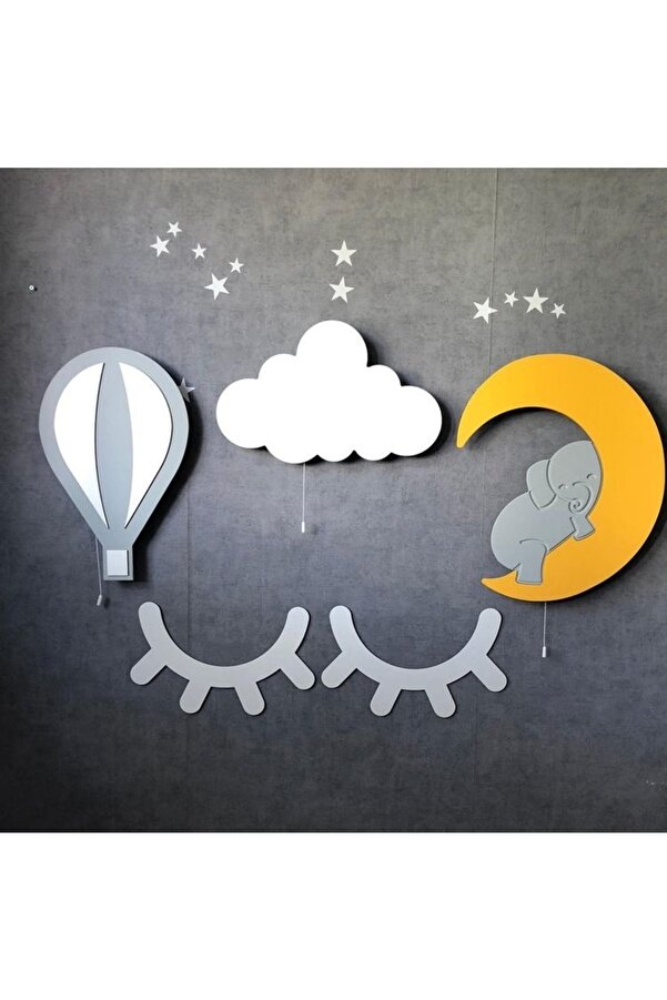 Windly Concept Fil Balon Kirpik Gece Lambası Çocuk Odası Bebek Odası Dekoratif Led Aydınlatma