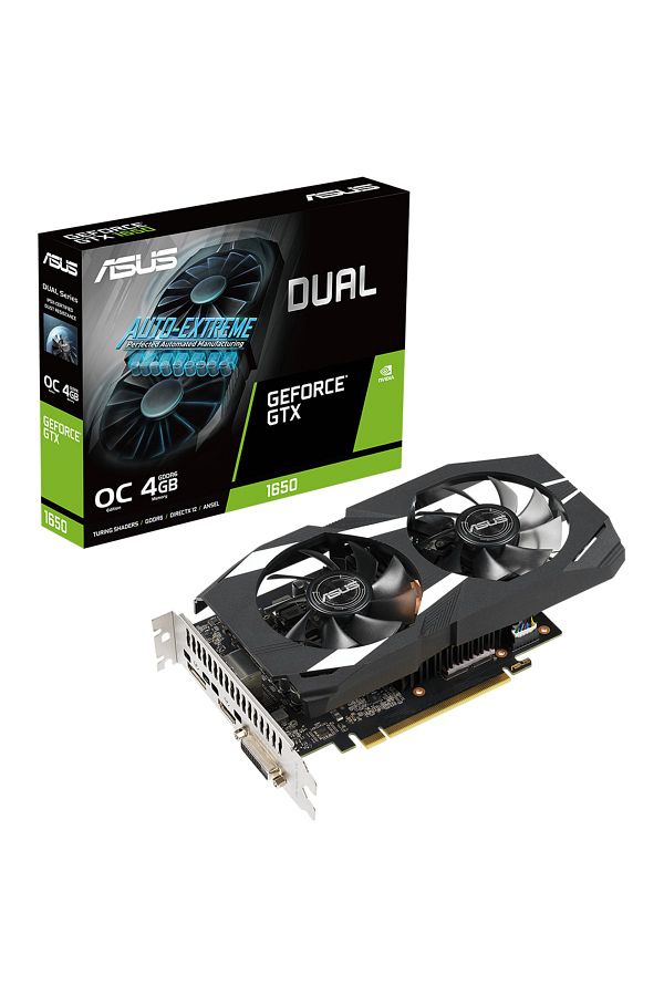 ASUS-بطاقة رسومات الألعاب Dual-gtx1650-o4gd6-p-v2، 4 جيجابايت، Gddr6، 128 بت، 1xDVI، 1xHDMI، 1xDP 1