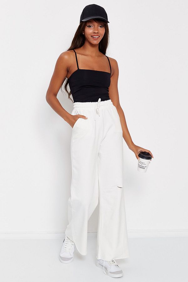 White ripped sweatpants cheap