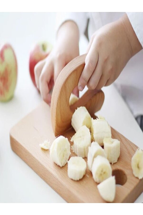 wudie Güvenli Ahşap Çocuk Bıçağı + Okul Öncesi Ahşap Ritim Çubuğu 1Çift Müzik Aleti Set Montessori