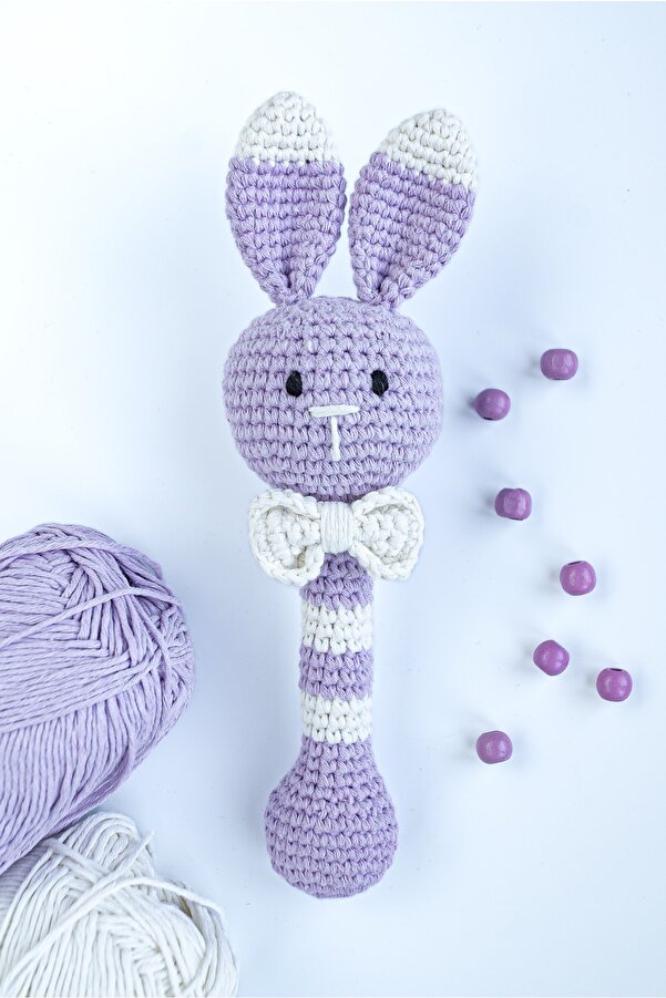 flamintoy Tavşan Dişlik Diş Kaşıyıcı Vik Vik Amigurumi Örgü Oyuncak Yenidoğan Bebek Hediyesi