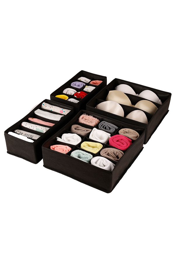 REKHOME-4 piese negru camera copiilor dulap sertar lenjerie intima organizator șosete organizator fagure acordeon 1