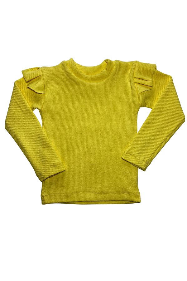 ozge ba aran Girl Baby Girl Lycra Ruffle Shoulder Long Sleeve T Shirt Cotton Fabric From 6 Months to 6 Years Trendyol