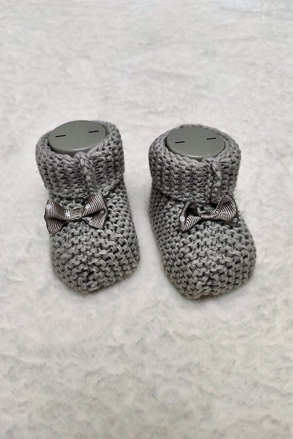 Çt Çeyizci Tekstil Bebek Patik, Fiyonklu Bebek Patiği, Triko Örgü Bebek Patiği